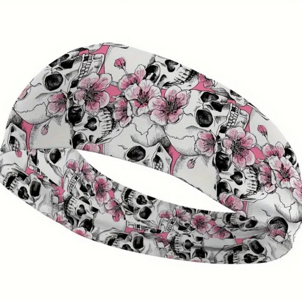 Chic Floral Skull Print Headband